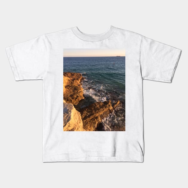 Blue beach waves Kids T-Shirt by Holailustra